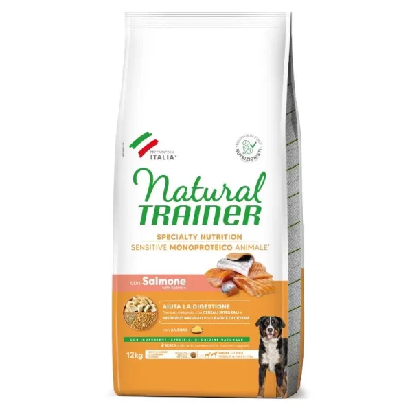 Sausas maistas šunims-su lašiša sensitive-be gliuteno-natural trainer